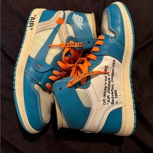 new only worn 2 times Nike Jordan 1’s X off white blue and white color wave